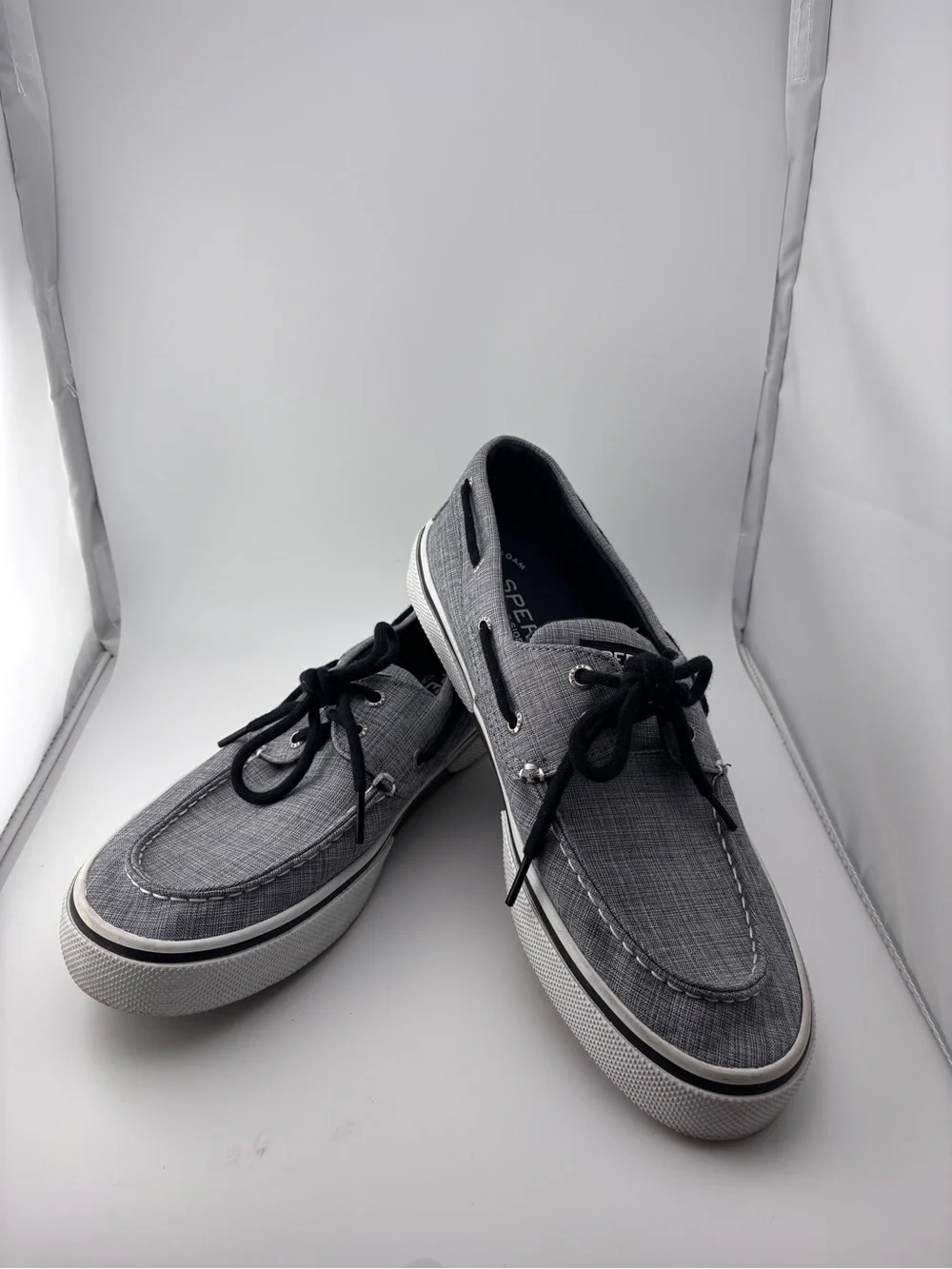 Sperry Halyard men’s size 10 gray canvas boat shoes preppy summer old money